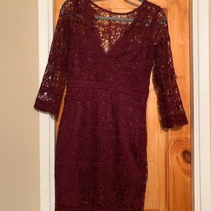 Lulu’s maroon lace dress size medium